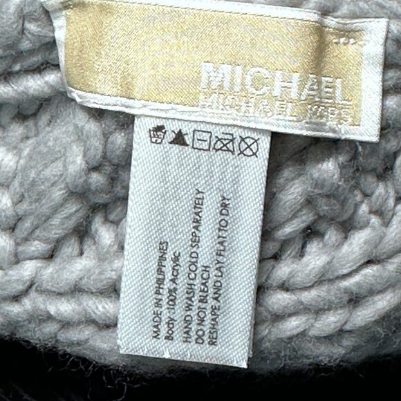 Michael Kors Beanie - Cable Knit Hat w/ Pom-Pom - Gray - Picture 4 of 6